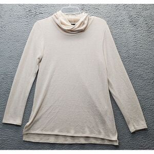 Bobeau Sweater Womens Small Tan Built In Face Mask Cowl Neck Stretch High Low‎